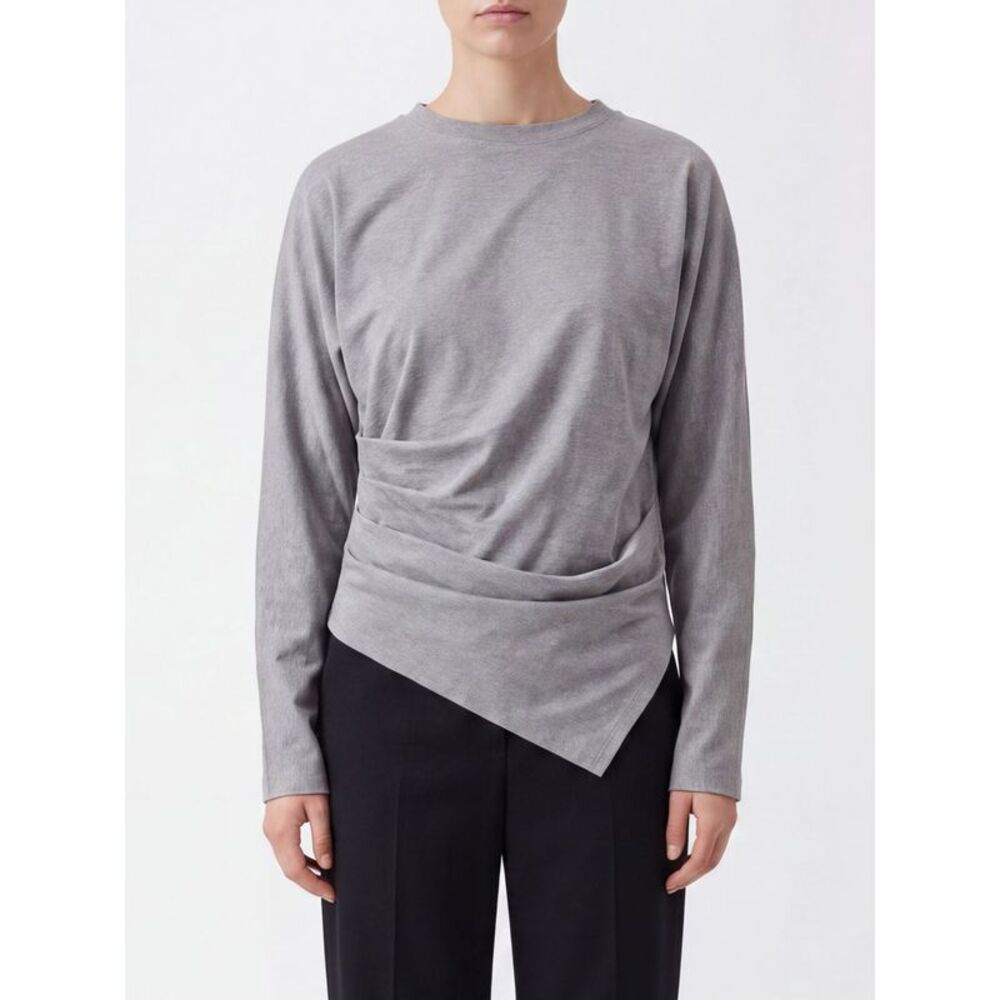 Ganni Women Asymmetric Long-Sleeved T-Shirt Ganni In Organic Cotton